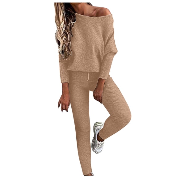 QSXADF Fall 2 Piece Sweatsuits Women Casual Tracksuit Set Crew Neck Long Sleeve Top And Pants Athletic Sportswear Women Fall Winter Outfits