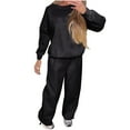 thumbnail image 1 of QSXADF Fall 2 Piece Sweatsuits Women Casual Tracksuit Set Solid Rhinestone Crew Neck Long Sleeve Top Jogger Pants Lounges Wear Set Women Fall Winter Outfits, 1 of 6