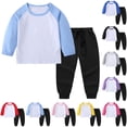 thumbnail image 1 of QSXADF Fall Winter Unisex Girls Boys Sweatsuit Set Solid Raglan Sleeve Sweatshirt Jogger Set Long Sleeve Tapered Casual Daily Outfit Children Clothing Set, 1 of 8