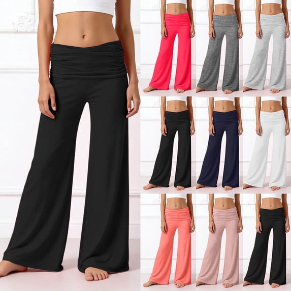 QSXADF Girl's High Waisted Yoga Pants Activewear Pants Cotton Blending Straight Leg Pants Solid Color Regular Elastic Waist Casual Daily Children's Trousers