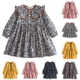thumbnail image 1 of QSXADF Girls Long Sleeve Dress Toddler Casual Dress Floral Print Long Sleeve Collared Crew Neck Comfortable Casual Toddler Girl's Dresses Toddler Girls Outfits, 1 of 8