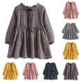 thumbnail image 1 of QSXADF Girls Long Sleeve Dress Toddler Casual Dress Floral Print Ruched Waist Long Sleeve Crew Neck Daily Wear Fashion Girl's Dresses Toddler Girls Outfits, 1 of 8