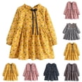 thumbnail image 1 of QSXADF Girls Long Sleeve Dress Toddler Casual Dress Floral Print Ruched Waist Long Sleeve Crew Neck Daily Wear Fashion Girl's Dresses Toddler Girls Outfits, 1 of 8