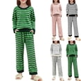 thumbnail image 1 of QSXADF Kid's Fall/Winter Fuzzy Casual Fleece Set Casual Set Long Sleeve Crew Neck Graphic Fleece Top with Pants Casual Wear Loose Winter Children Clothing Set, 1 of 6