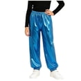 thumbnail image 1 of QSXADF Kid's Hip Hop Dance Jogger Pants Metallic Shiny Loose Elastic Waist Cool Children Outdoor Pants, 1 of 6
