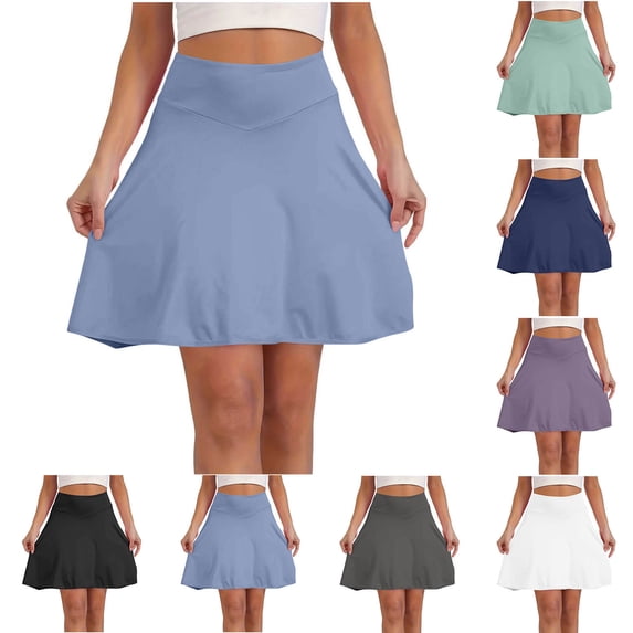 QSXADF Lady Athletic Skirts High Waisted Skort For Sport Slim Solid Color High Waist Short Length Summer Activewear Comfortable Women's Skirts Vacation Skirt