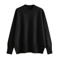 thumbnail image 1 of QSXADF Long Sleeve Shirts for Women Crew Neck Soft Knit Tops Side Split Sweater Black, 1 of 2
