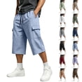 thumbnail image 1 of QSXADF Men's Capris Elastic Waist Drawstring Shorts Multi Pocket Capris Drawstring Elastic Waist Cargo Shorts Mens Casual Trousers, 1 of 6