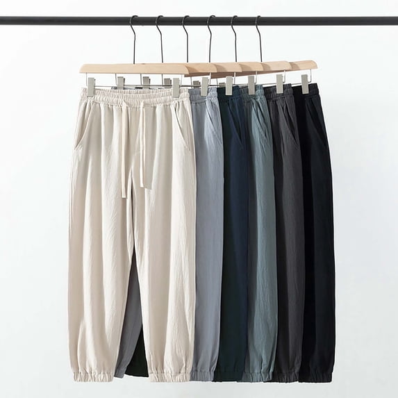 QSXADF Men's Casual Jogger Pants Loose Drawstring Pants Elastic Waist and Convenient Pockets for Relaxed Days Men Casual Trousers