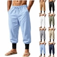 thumbnail image 1 of QSXADF Men's Casual Jogger Pants Loose Drawstring Pants Linen Breathable Drawstring Waist Pocket Jogger Pants Men's Casual Trousers, 1 of 6