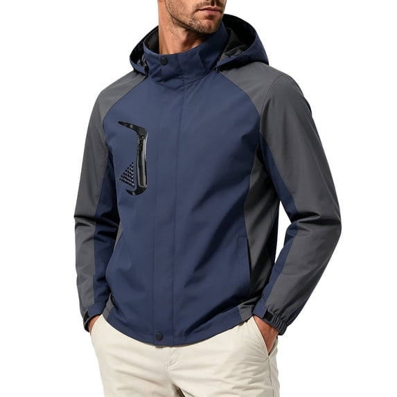 QSXADF Men's Full Zip Up Jacket Windproof Long Sleeve Hooded Lightweightful Fall Hiking Outdoor Coat