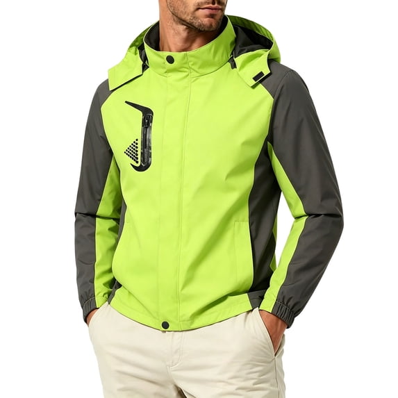 QSXADF Men's Full Zip Up Jacket Windproof Long Sleeve Hooded Lightweightful Fall Hiking Outdoor Coat