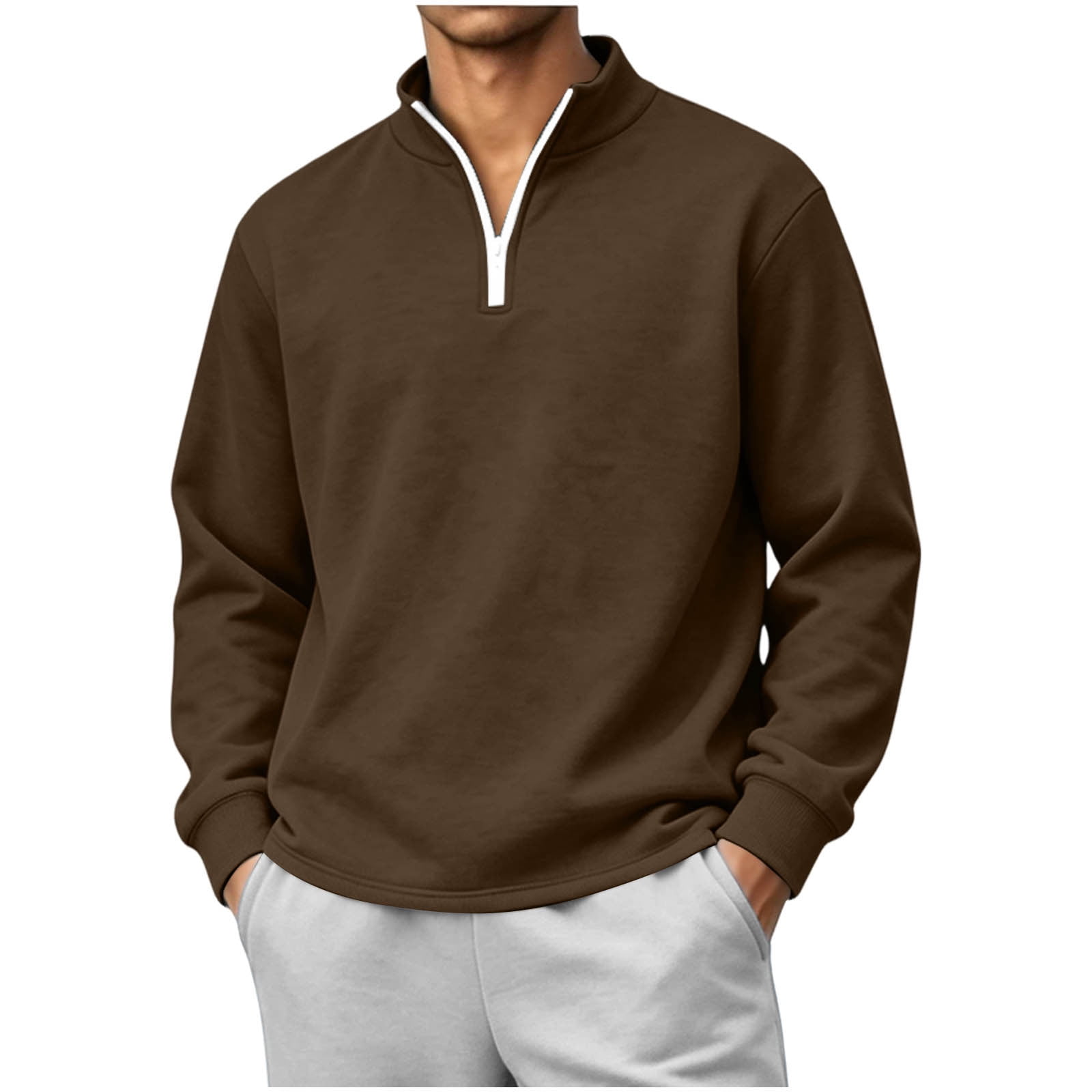 Postcode 2668 QSXADF Mens Sweatshirt Half Zip Long Sleeve Casual Pullover Tops ...