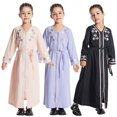 thumbnail image 1 of QSXADF Muslim Girls Abayas Long Sleeve Prayering Dress Muslim Style Embroidered Ruffled Long Sleeve V-Neck Ankle Length Modest Girl's Dresses Toddler Girls Outfits, 1 of 6