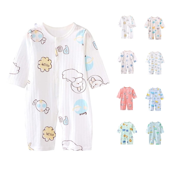 QSXADF Newborn Bodysuits Infant Girls Rompers Graphic Long Relaxed Front Opening Summer Kids Outfits