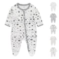thumbnail image 1 of QSXADF Newborn Bodysuits Infant Girls Rompers Graphic Long Sleeve Pant Romper Button Neck Infant Outfits, 1 of 3