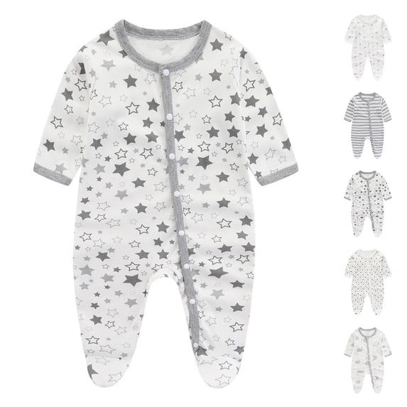 QSXADF Newborn Bodysuits Infant Girls Rompers Graphic Long Sleeve Pant Romper Button Neck Infant Outfits
