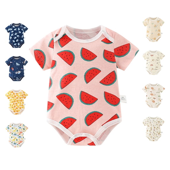 QSXADF Newborn Bodysuits Infant Girls Rompers Graphic Short Sleeve Bodysuits Comfortable Summer Kids Outfits