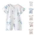 thumbnail image 1 of QSXADF Newborn Bodysuits Infant Girls Rompers Graphic Short Sleeve Romper Button Neck Summer Kids Outfits, 1 of 3