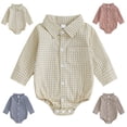 thumbnail image 1 of QSXADF Newborn Bodysuits Infant Girls Rompers Plaid Collared Long Sleeve Shirt Romper Infant Outfits, 1 of 7