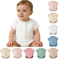 thumbnail image 1 of QSXADF Newborn Bodysuits Infant Girls Rompers Short Sleeve Romper Summer Solid Color Infant Outfits, 1 of 4