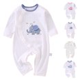 thumbnail image 1 of QSXADF Newborn Bodysuits Infant Girls Rompers Solid Long Lightweight Round Neck Summer Kids Outfits, 1 of 7