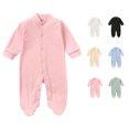 thumbnail image 1 of QSXADF Newborn Bodysuits Infant Girls Rompers Solid Long Sleeve Long Pant Romper Summer Fall Winter Infant Outfits, 1 of 7