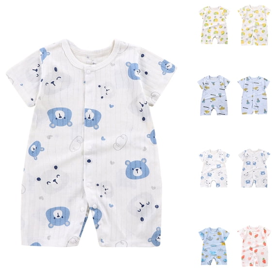 QSXADF Newborn Bodysuits Infant Girls Rompers Solid Short Onesie Lightweight Round Neck Summer Infants Outfits