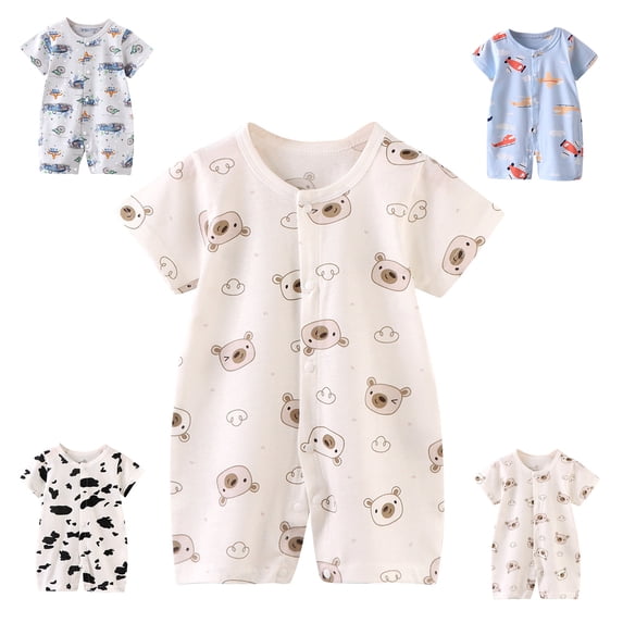 QSXADF Newborn Bodysuits Infant Girls Rompers Solid Short Sleeve Romper Comfortable Light For Summer Infants Outfits