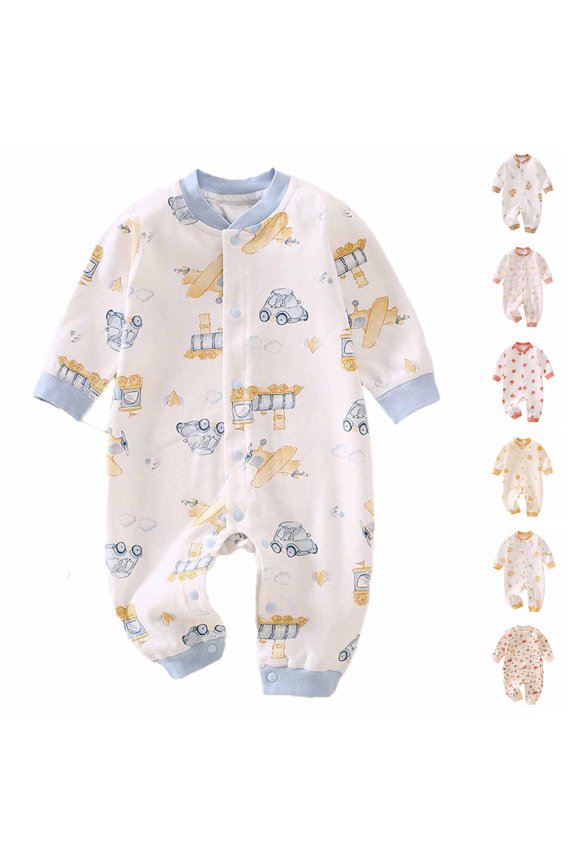 Newborn Bodysuits Infant Girls Rompers Squirrels Graphic Long Sleeve Pant Romper Button Neck Infant Outfits
