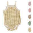thumbnail image 1 of QSXADF Newborn Boys And Girls Summer Sleeveless Bodysuits Soft Summer Sleeveless Plaid Breathable Bodysuits Infant Outfits, 1 of 4