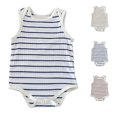thumbnail image 1 of QSXADF Newborn Boys And Girls Summer Sleeveless Bodysuits Soft Summer Sleeveless Plaid Breathable Bodysuits Infant Outfits, 1 of 3