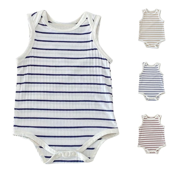 QSXADF Newborn Boys And Girls Summer Sleeveless Bodysuits Soft Summer Sleeveless Plaid Breathable Bodysuits Infant Outfits