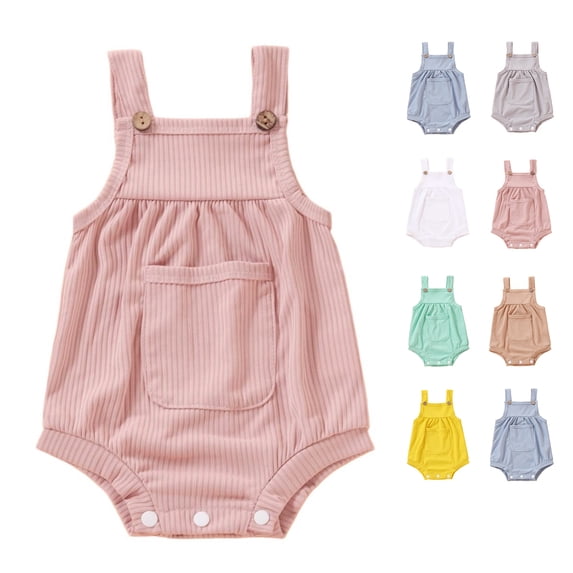 QSXADF Newborn Boys And Girls Summer Sleeveless Bodysuits Soft Summer Sleeveless Ribbed Breathable Bodysuits Infant Outfits
