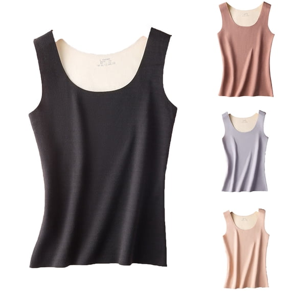 QSXADF Thermal Tank Tops For Women Warm Base Layer Double Sided Fleece Thermal Sleeveless Tank Top Winter Warm Base Layer Underwears Women Fall Winter Tops