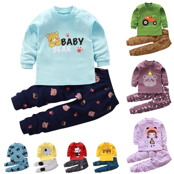 QSXADF Toddler Boys Girls Outfit Set Pullover + Pants Graphic Monkey Outfit Set Long Sleeve Pullover Top Jogger Pants 2 Piece Clothing Cozy Casual Childrens Fall Winter Set