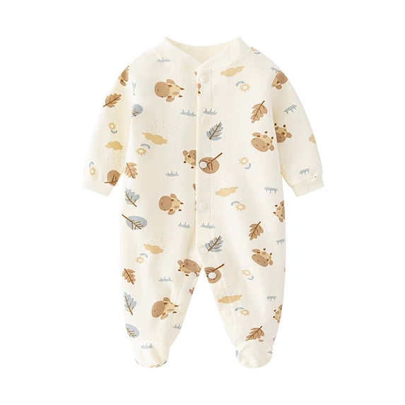 QSXADF Toddler Girls Boys Cotton Footless Romper Cotton Long Sleeve Soft Romper Fall Toddlers Coverall Little Kid's Jumpsuits
