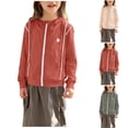 thumbnail image 1 of QSXADF Unisex Boys And Girls Sport Zip Up Hoodie Jacket Kids Long Sleeve Loose Hooded Zip Up Sport Jacket with Pockets Breathable Comfortable Daily Activity Top Children's Outwear, 1 of 6