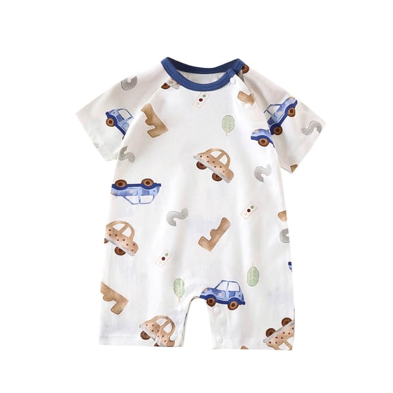 QSXADF Unisex Toddler Boys Girls Cotton Rompers Graphic Short Sleeve Lightweightful Romper Casual Open Crotch Cotton Summer Wear Little Kid's Jumpsuits