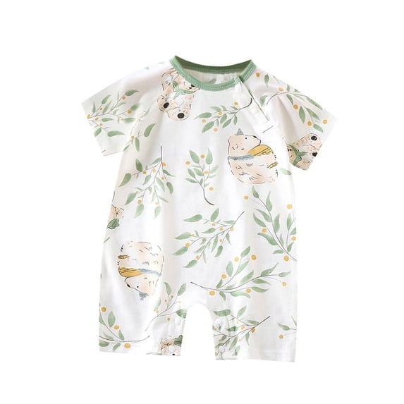 QSXADF Unisex Toddler Boys Girls Cotton Rompers Lightweightful Cotton Short Sleeve Graphic Romper Casual Breathable Open Crotch Summer Wear Little Kid's Jumpsuits