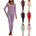 thumbnail image 1 of QSXADF Women Thermal Underwears Set Winter Base Layer Set Dralon Thermal Long Johns Womens Slim Long Sleeve Crew Neck Top Pants Winter Base Layer Women's Homewear Fall Winter Clothing Set, 1 of 6