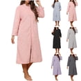thumbnail image 1 of QSXADF Women Zipper Robe Fuzzy Soft Long Sleeve Bathrobe Zip Up Solid Fleece Robe Womens Long Sleeve Jacket Style Open Front Hooded Warm Bathrobe Loungewear Women Homewear Fall Winter Clothing Set, 1 of 6
