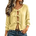 thumbnail image 1 of QSXADF Cardigan Sweaters for Women Cropped Casual Ties Front Knit Tops Yellow S, 1 of 1