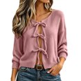 thumbnail image 1 of QSXADF Women's Cardigan Sweaters Cropped Casual Ties Front Knit Tops, 1 of 6