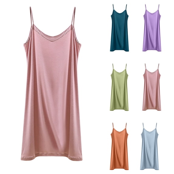 QSXADF Women's Nightgowns Sleep Shirts Sleepwear Dress Nightdress Solid Sleeveless Tank Dress Knee Length Lightweight Women Summer Pajamas Soft Loungewear