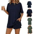 thumbnail image 1 of QSXADF Women's Pajama Set Tops And Shorts Set 2 Piece Lightweight Soft Short Sleeve Pajama Set Women Summer Pajamas Soft Loungewear, 1 of 5