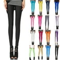 thumbnail image 1 of QSXADF Women's Shiny Pants Party Elastic Skinny Leggings Ankle Length Leggings Stretch Neon Colors Slim Sporty Bright Casual Women's Pants, 1 of 3