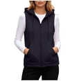 thumbnail image 1 of QSXADF Women's Sleeveless Shacket Solid Zip Up Hooded Jacket with Double Pockets Casual Ladies Outdoor Vests, 1 of 5