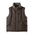 thumbnail image 1 of QSXADF Women's Winter Warm Puffer Vests Stand Collar Quilted Waterproof Zipper Pockets Sleeveless Solid Ladies Outdoor Jacket, 1 of 5