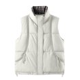 thumbnail image 1 of QSXADF Women's Winter Warm Puffer Vests Stand Collar Quilted Waterproof Zipper Pockets Sleeveless Solid Ladies Outdoor Jacket, 1 of 5